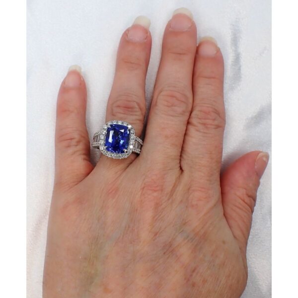 5.86 Ct Platinum Sapphire Ring, GIA Origin Report - Image 7