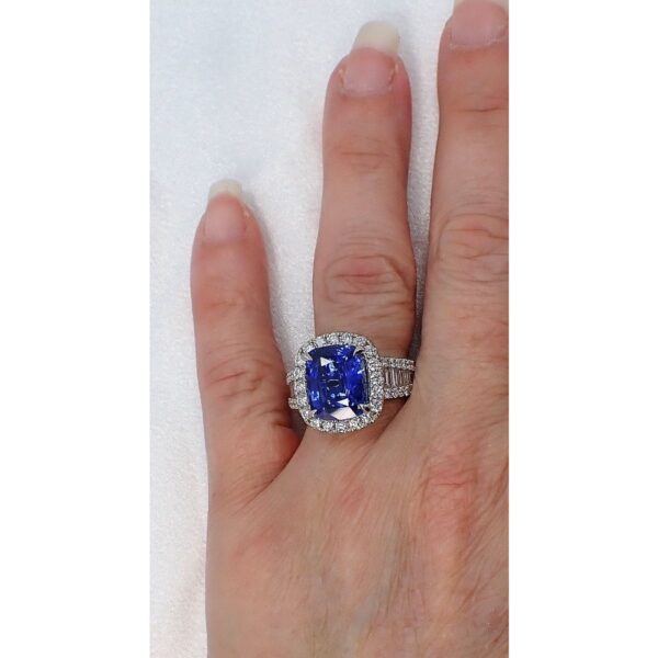 5.86 Ct Platinum Sapphire Ring, GIA Origin Report - Image 8