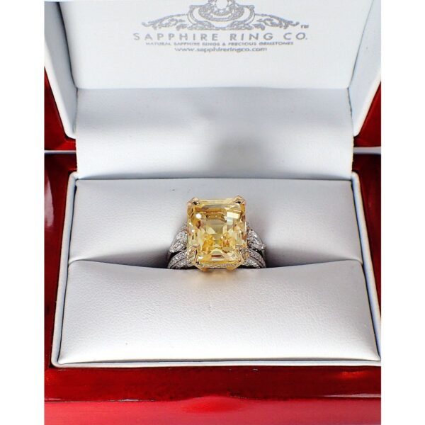 Asscher Cut Yellow Sapphire Ring, 14.03 Ct Unheated GIA Origin Certified - Image 7