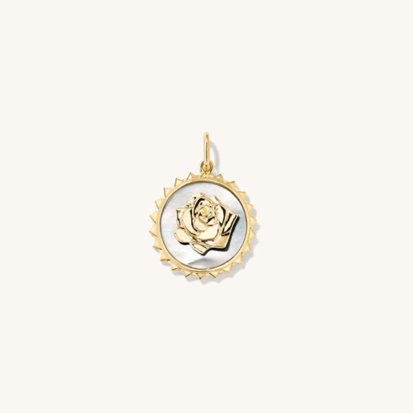 Rose Pearl Coin Charm Pendant